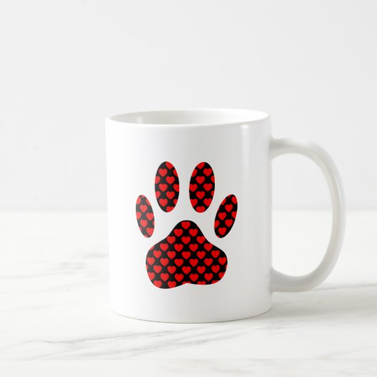 Mug Empreinte de patte de chien avec les coeurs (Droite)