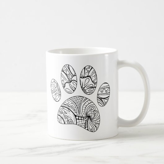 Mug Empreinte de patte de chien Motif Mandala (Droite)