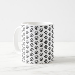 Mug Empreinte de patte de chien noir et blanc en linog