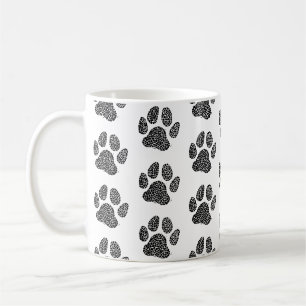 Mug Empreinte de patte de chien noir et blanc en linog