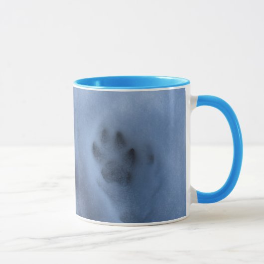 Mug Empreinte de patte de loup gris sauvage en neige h (Droite)