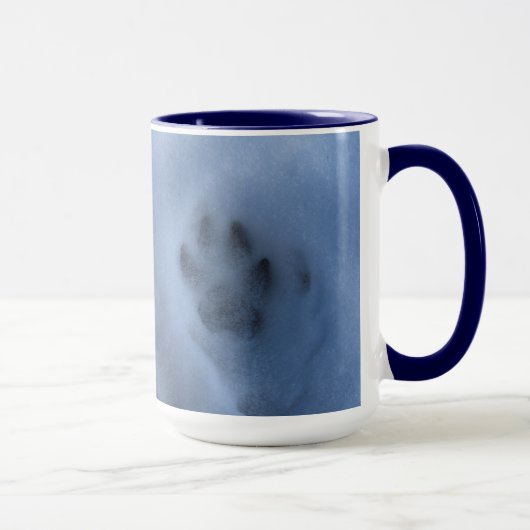 Mug Empreinte de patte de loup gris sauvage en neige h (Droite)