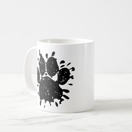 Mug Empreinte de patte Distressed Black Paint Splatter (Devant gauche)