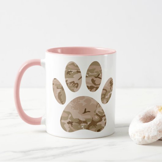 Mug Empreinte de patte en détresse de Camo Dog du dése (Avec donut)