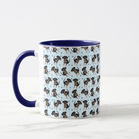 Mug Empreinte de patte Motif de chien Rottweiler bleu (Gauche)