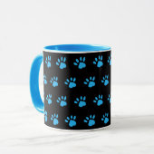 Mug Empreinte de patte (noir et bleu) (Devant gauche)