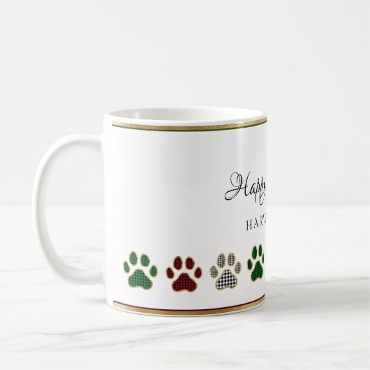 Mug Empreinte de patte, Rouge, Vert, Noir, Plaid Buffa (Gauche)