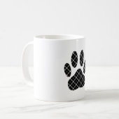 Mug Empreinte de patte Tartan Noir Et Blanc (Devant gauche)