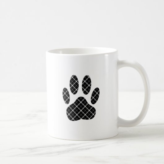 Mug Empreinte de patte Tartan Noir Et Blanc (Droite)