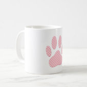 Mug Empreinte de patte Tartan Rose Et Blanc (Devant gauche)