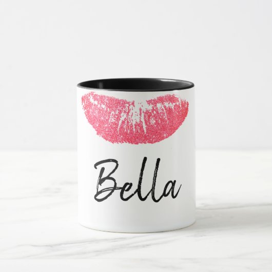Mug Empreinte de rouge à lèvres rose (Centre)