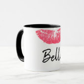 Mug Empreinte de rouge à lèvres rose (Devant gauche)