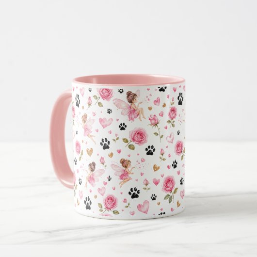 Mug Empreintes de fées & Roses | Cadeau pour maman de (Devant gauche)