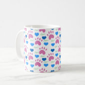 Mug Empreintes de Patte de Chat Cœurs Miaou Rose Bleu (Devant gauche)