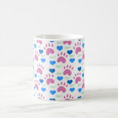 Mug Empreintes de Patte de Chat Cœurs Miaou Rose Bleu (Centre)