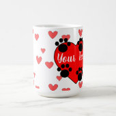Mug Empreintes de pattes De Chien Mignons Et Coeur Rou (Centre)