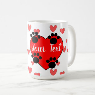 Mug Empreintes de pattes De Chien Mignons Et Coeur Rou