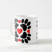 Mug Empreintes de pattes De Chiens Et Motif De Coeurs (Devant gauche)