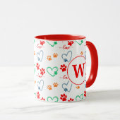 Mug Empreintes de pattes de CHIENS mignons et COEURS A (Devant droit)