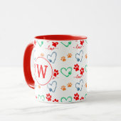 Mug Empreintes de pattes de CHIENS mignons et COEURS A (Devant gauche)