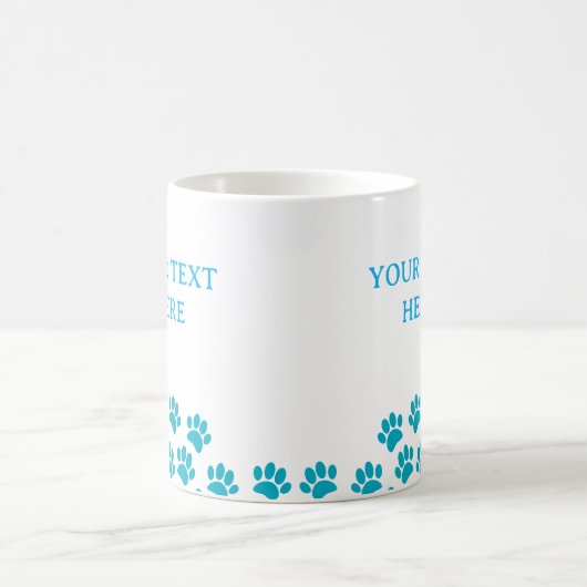 Mug Empreintes de pattes de chiot bleu avec texte pers (Centre)