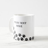 Mug Empreintes de pattes de chiot noir avec texte pers (Devant gauche)
