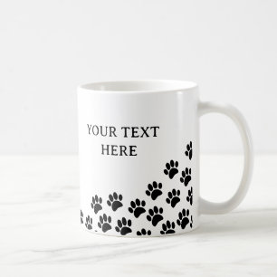 Mug Empreintes de pattes de chiot noir avec texte pers