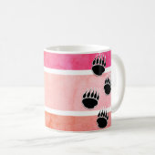 Mug Empreintes de pattes de l'ours noir Retro Design (Devant droit)