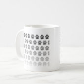 Mug Empreintes de pattes dégradés en noir et blanc et  (Devant gauche)