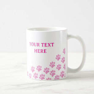 Mug Empreintes de pattes roses avec texte personnalisé