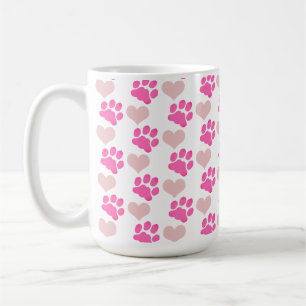 Mug Empreintes de pattes roses et cœurs