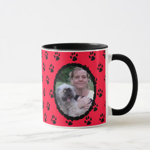 Mug Empreintes de pattes rouges et noirs Photo personn