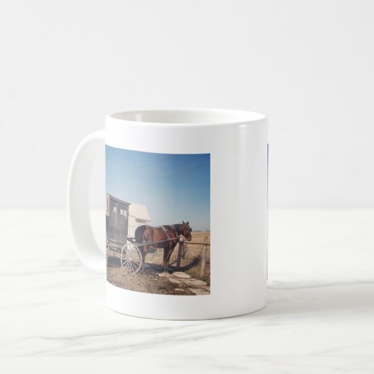Mug En attente Cheval Amish et Buggy (Devant gauche)