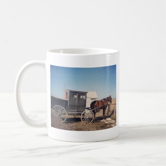 Mug En attente Cheval Amish et Buggy (Gauche)