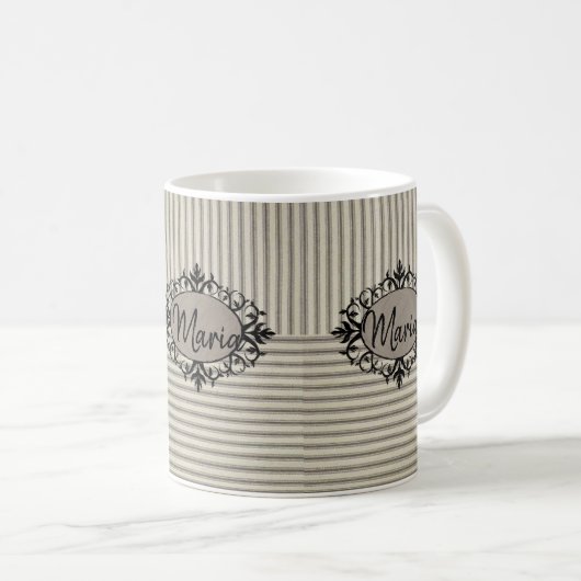 Mug en bande beige (Devant droit)
