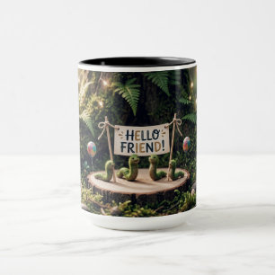 Mug en bois de forêt 'Bonjour ami' mignon