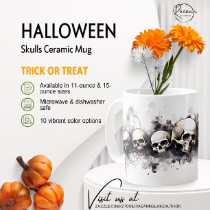 Mug en céramique à motif de crânes d'Halloween