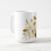 Mug en céramique avec Flore blanche et or (Devant gauche)