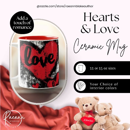 Mug en céramique bicolore Cœurs & Amour