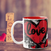 Mug en céramique bicolore Cœurs & Amour