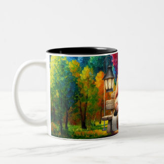 Mug en céramique bicolore | Gnome dans le parc