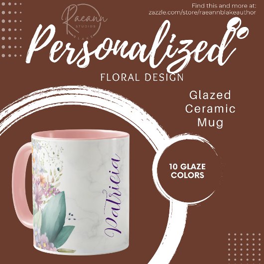 Mug en céramique de conception florale personnalis