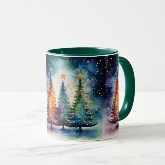 Mug en céramique de la nuit de Noël étoilée (Devant droit)
