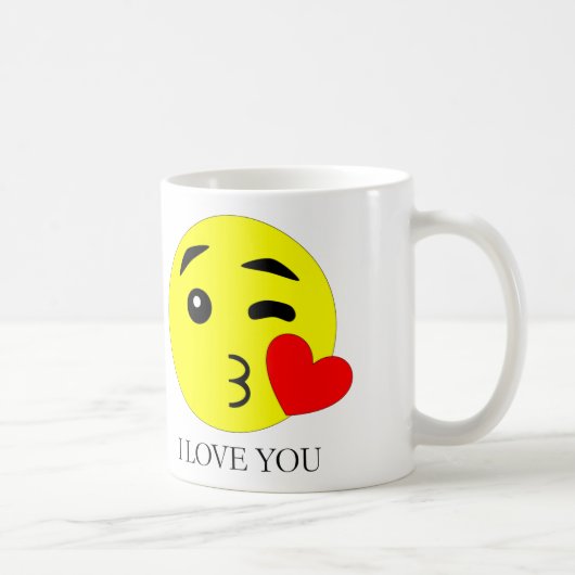 Mug en céramique Emoji 'Je t'aime' (11oz) (Droite)