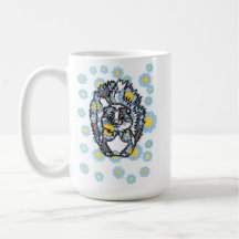 Mug en céramique Fleur Bleue et Moufette Mignonne