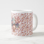 Mug en céramique géant Rose Gold Hearts and Flower (Devant droit)