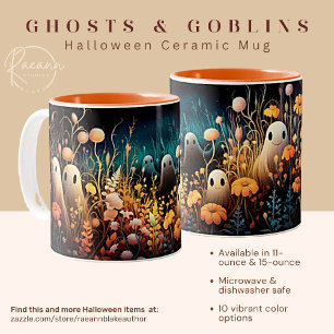 Mug en céramique Halloween avec fantômes et lutins