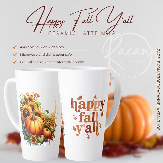 Mug en céramique "Happy Fall Y'all" pour latte