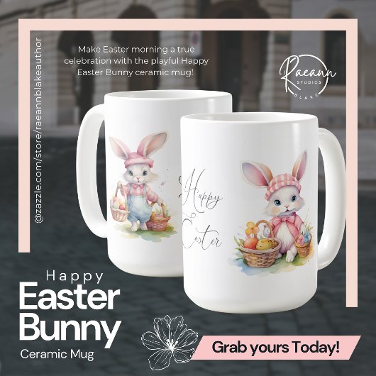 Mug en céramique Lapin de Pâques joyeux