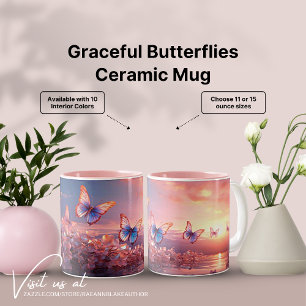Mug en céramique Papillons gracieux